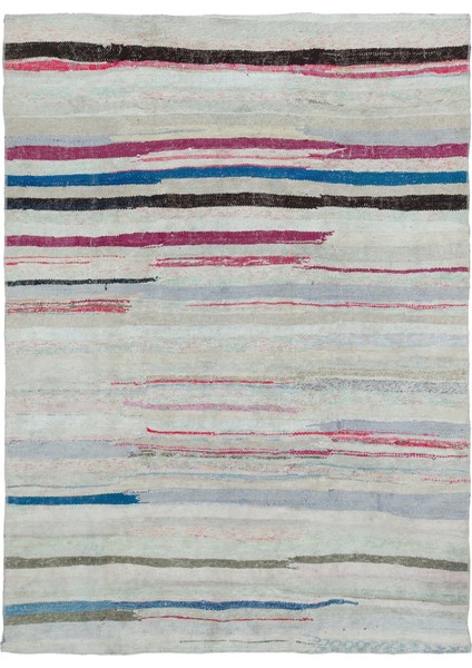 Teselya Bej Çizgili Yün Modern Desenli Yün Hav Toz Vermez Leke Tutmayan Salon Yolluk Mutfak El Dokuma Halı