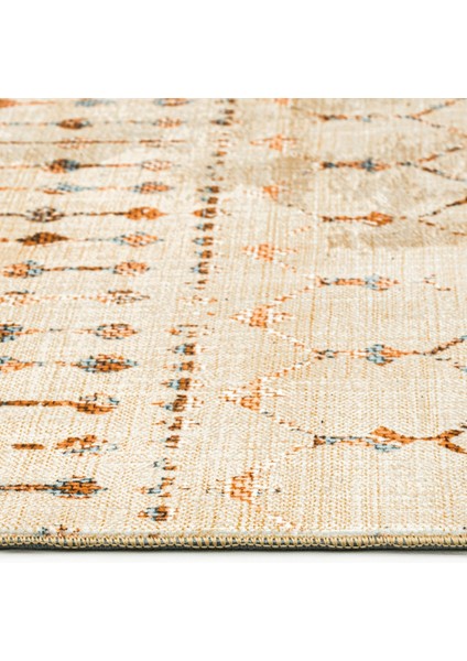 Pranav Lacivert Modern Etnik Desenli Bambu Makinada Yıkanabilir Hav Toz Vermez Leke Tutmayan Kaymaz Taban Dijital Makine Baskı Salon Yolluk Mutfak Halı modelleri