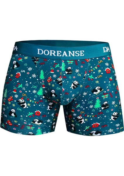 Erkek Modal Yılbaşı Tema Panda Baskılı Torbalı Normal Paça Boxer 1863