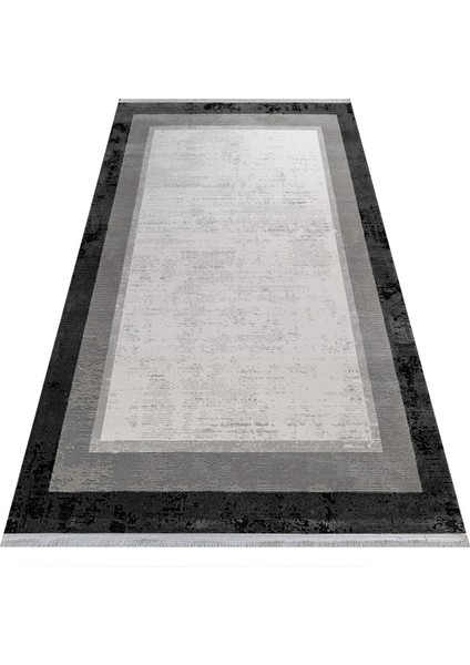 Hapur Çerçeveli Gri Akrilik Dikdörtgen Modern Desenli Akrilik Hav Vermeyen Leke Tutmayan Kolay Temizlenen Yumuşak Makine Salon Yolluk Mutfak Halı fırsatları