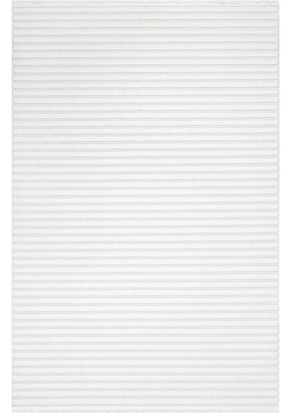 Sophia Beyaz Çizgili Etnik Modern Desenli Hav Vermeyen Leke Tutmayan Kolay Temizlenen Yumuşak Makine Salon Yolluk Mutfak Halı