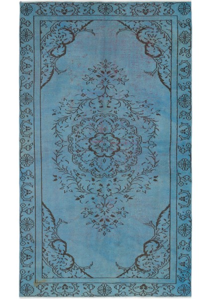 Atina Mavi Eskitme Yün Modern Desenli Yün Hav Toz Vermez Leke Tutmayan Salon Yolluk Mutfak El Dokuma Halı