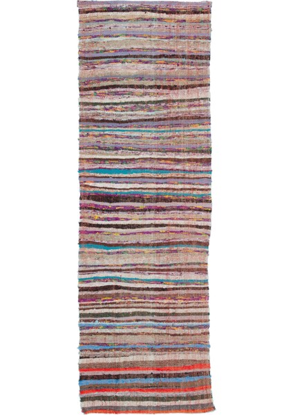 Teselya Bej Çizgili Yün Modern Desenli Yün Hav Toz Vermez Leke Tutmayan Salon Yolluk Mutfak El Dokuma Halı