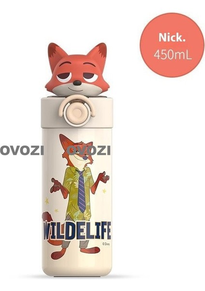 450ML Çizgi Film Öğrencileri Çocuklar Üç Boyutlu Çizgi Film Çıkartmaları ile Pipetli 316 Paslanmaz Çelik Yalıtım Dağı (Yurt Dışından)