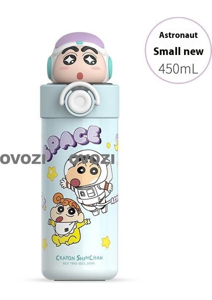 450ML Çizgi Film Öğrencileri Çocuklar Üç Boyutlu Çizgi Film Çıkartmaları ile Pipetli 316 Paslanmaz Çelik Yalıtım Dağı (Yurt Dışından)