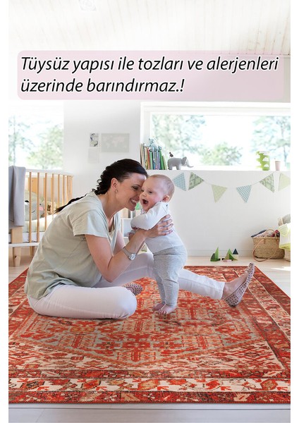 Camps Klasik Kırmızı Polyester Dikdörtgen Modern Desenli Pamuk Makinada Yıkanabilir Hav Toz Vermez Leke Tutmayan Kaymaz Taban Dijital Makine Baskı Salon Yolluk Mutfak Halı modelleri