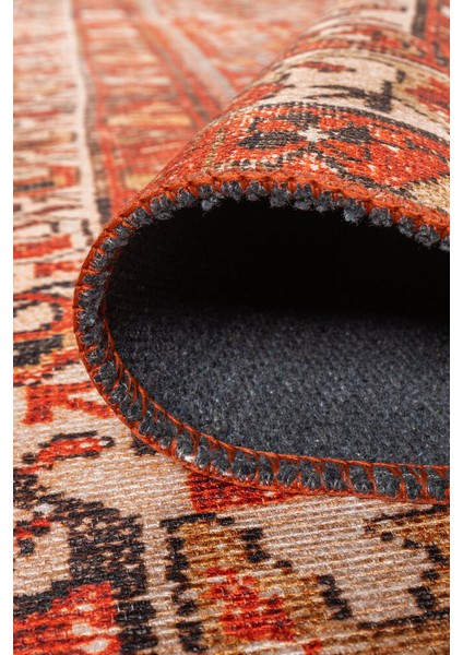 Camps Klasik Kırmızı Polyester Dikdörtgen Modern Desenli Pamuk Makinada Yıkanabilir Hav Toz Vermez Leke Tutmayan Kaymaz Taban Dijital Makine Baskı Salon Yolluk Mutfak Halı indirimleri