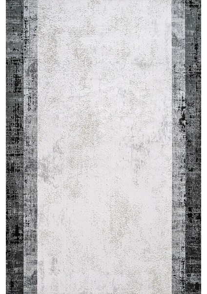 Çerçeveli Antrasit Pamuk Dikdörtgen Modern Desenli Pamuk Makinada Yıkanabilir Hav Toz Vermez Leke Tutmayan Kaymaz Taban Dijital Makine Baskı Salon Yolluk Mutfak Halı