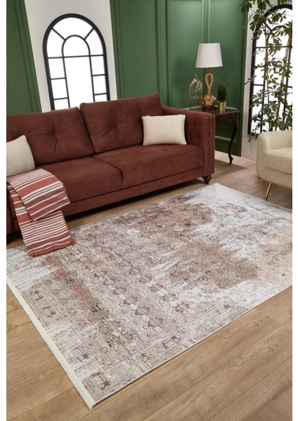 Sahrıza Bej Göbekli Etnik Modern Desenli Makinada Yıkanabilir Hav Toz Vermez Leke Tutmayan Kaymaz Taban Dijital Makine Baskı Salon Yolluk Mutfak Halı modelleri