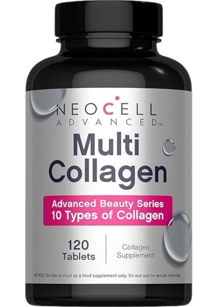 Advanced Multi Collagen Peptides | 120 Tablets | 10 Types Of Collagen | Skin, Hair And Nails | Beauty Supplement | For Men And Women