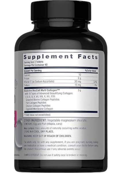 Advanced Multi Collagen Peptides | 120 Tablets | 10 Types Of Collagen | Skin, Hair And Nails | Beauty Supplement | For Men And Women fiyatları