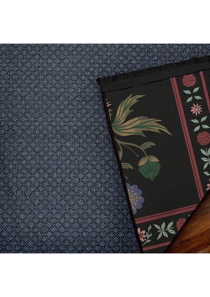 Çiçekli Siyah Pamuk Dikdörtgen Modern Desenli Pamuk Makinada Yıkanabilir Hav Toz Vermez Leke Tutmayan Kaymaz Taban Dijital Makine Baskı Salon Yolluk Mutfak Halı indirimleri