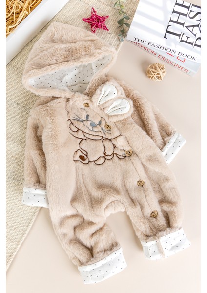 Tavşan Fiğürlü Kışlık Peluş Kız/erkek Bebek Tulum