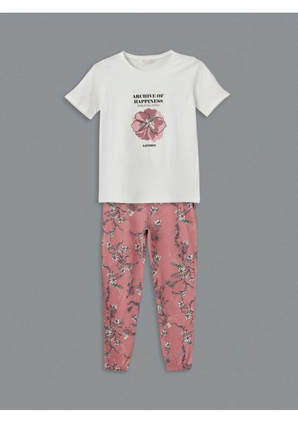Lcw Dream Pembe Bisiklet Yaka Çiçekli Kadın Pijama Takımı indirimleri