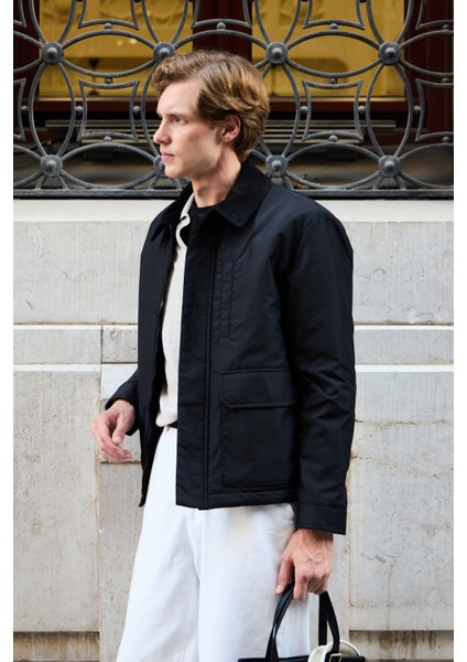 Erkek Kontrast Yakalı Mont Ceket modelleri