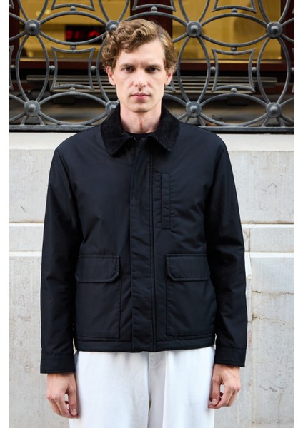 Erkek Kontrast Yakalı Mont Ceket indirimleri