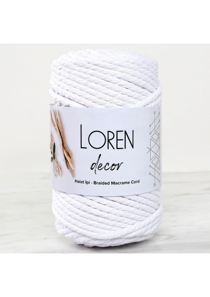 Loren Decor 3 Büküm Makrome Ipi Beyaz - L001