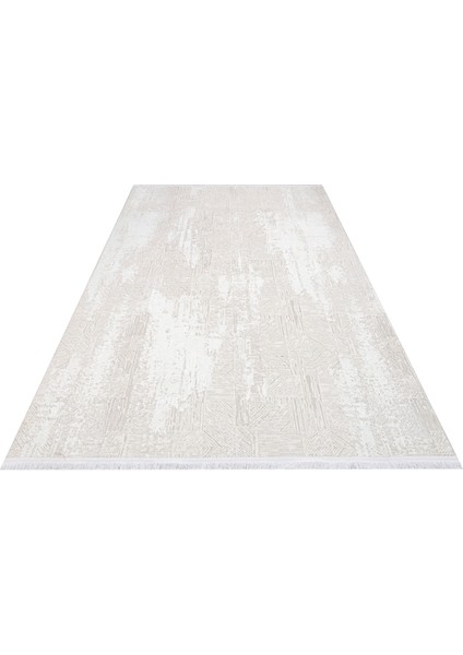 Elora Krem Geometrik Etnik Modern Desenli Hav Vermeyen Leke Tutmayan Kolay Temizlenen Yumuşak Makine Salon Yolluk Mutfak Halı