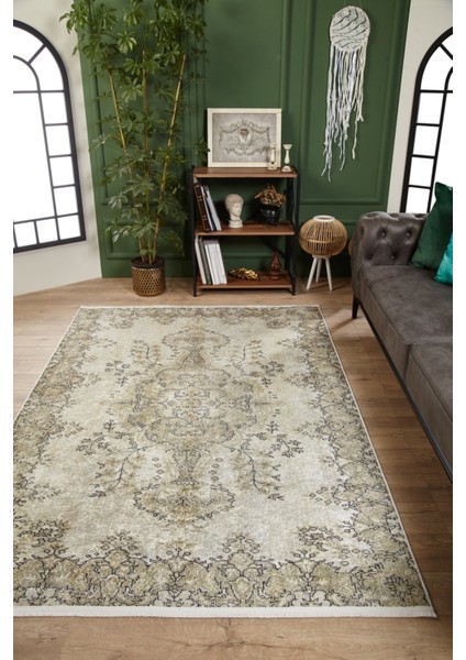 Brzesko Yeşil Göbekli Etnik Modern Desenli Makinada Yıkanabilir Hav Toz Vermez Leke Tutmayan Kaymaz Taban Dijital Makine Baskı Salon Yolluk Mutfak Halı fiyatları