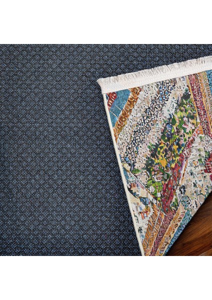 Göbekli Mavi Pamuk Dikdörtgen Modern Desenli Pamuk Makinada Yıkanabilir Hav Toz Vermez Leke Tutmayan Kaymaz Taban Dijital Makine Baskı Salon Yolluk Mutfak Halı indirimleri