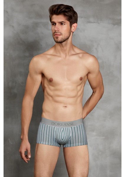 1764 ERKEK MODAL GREEN GREY CHECK BOXER