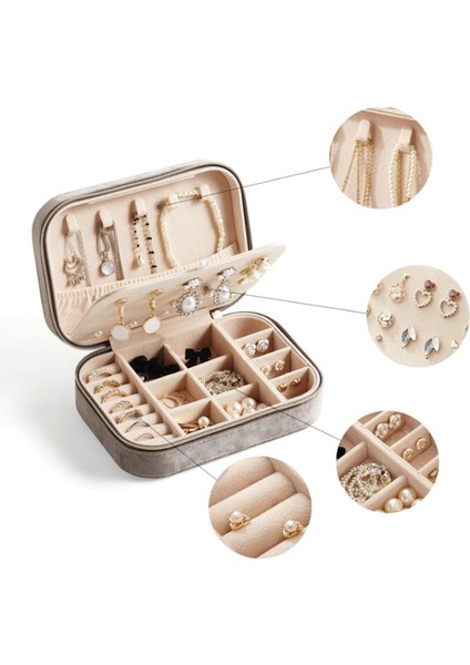 Mdl-1 Kadife Takı Kutusu Özel Küpe Bölmeli Yeni Tasarım Çok Katmanlı Takı Düzenleyici