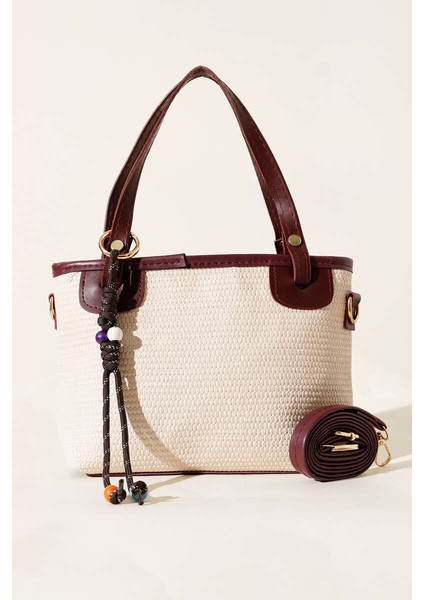 Bağcık Süs Detaylı Hasır Kadın Kol ve Omuz Çantası modelleri