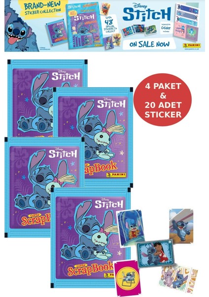 4 Paket Stitch Panini Süper Scrapbook Çıkartma 20 Adet Sticker