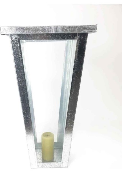 Çok Amaçlı Metal Çiçeklik Mumluk Camlı Galvaniz Vazo