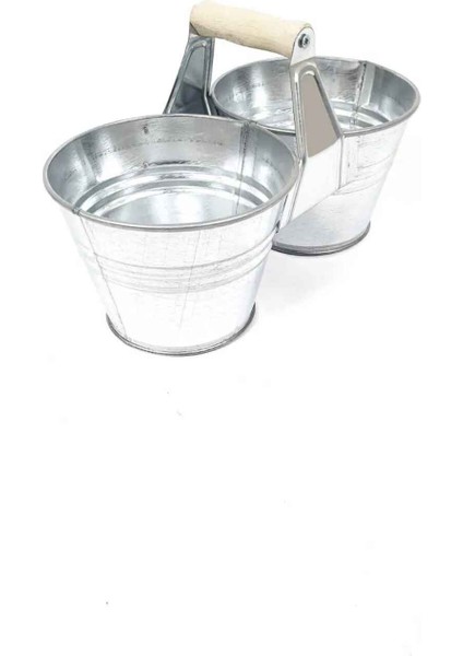 Ikiz Saksı Çiçeklik Saksı Kova Metal Galvaniz fırsatları