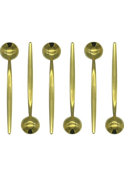 Gold Yuvarlak Tatlı Kaşık Seti 6 Adet, 18/10 Paslanmaz Çelik 6 Kişilik Tatlı Kaşığı Seti 18CM fiyatları