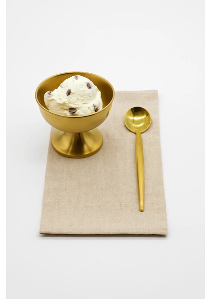 Gold Yuvarlak Tatlı Kaşık Seti 6 Adet, 18/10 Paslanmaz Çelik 6 Kişilik Tatlı Kaşığı Seti 18CM modelleri