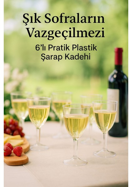 6’lı Şeffaf Plastik Şarap Kadehi – Düğün, Parti ve Davet Sunumlarına Uygun Bardak fiyatları