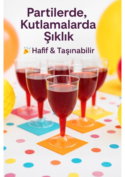 6’lı Şeffaf Plastik Şarap Kadehi – Düğün, Parti ve Davet Sunumlarına Uygun Bardak modelleri