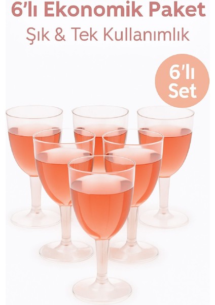 6’lı Şeffaf Plastik Şarap Kadehi – Düğün, Parti ve Davet Sunumlarına Uygun Bardak indirimleri