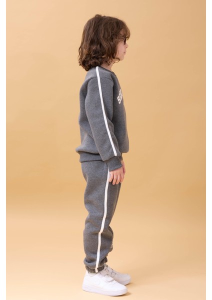 Erkek Çocuk Aplikeli Şardonlu Bisiklet Yaka Ikili Kolej Takım - Antrasit fiyatları