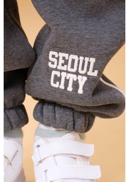 Erkek Çocuk Aplikeli Şardonlu Bisiklet Yaka Ikili Kolej Takım - Antrasit indirimleri