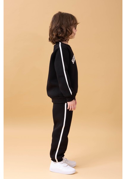 Erkek Çocuk Aplikeli Şardonlu Bisiklet Yaka Ikili Kolej Takım - Siyah fiyatları