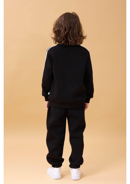 Erkek Çocuk Aplikeli Şardonlu Bisiklet Yaka Ikili Kolej Takım - Siyah modelleri