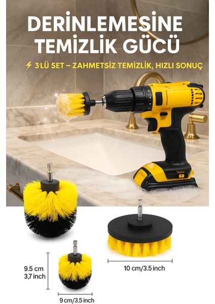 3’lü Matkap Uyumlu Temizlik Fırçası Seti-Ev & Araç Için Profesyonel Temizlik Çözümü fiyatları