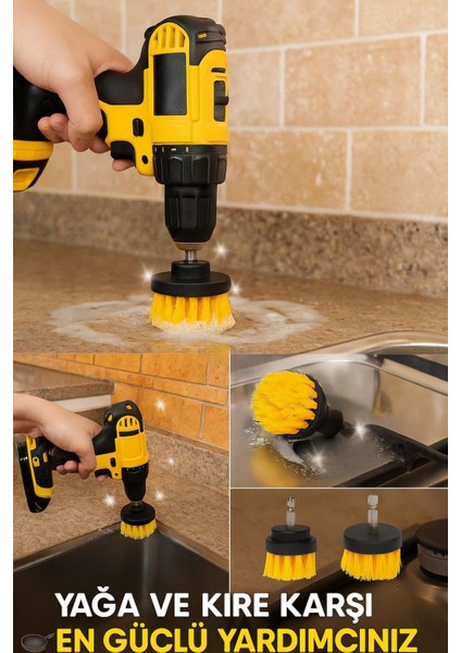 3’lü Matkap Uyumlu Temizlik Fırçası Seti-Ev & Araç Için Profesyonel Temizlik Çözümü modelleri