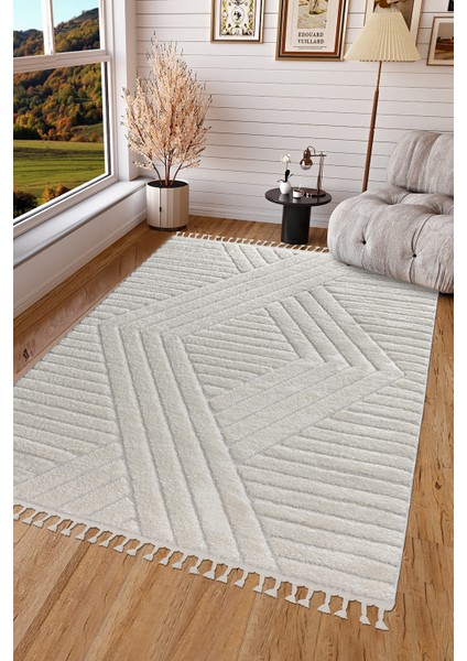 Mılan Krem Yumuşak Bukleli ve Havlı Iskandinav Makine Dokuma Halı Oturma Odası Salon Mutfak Antre fiyatları