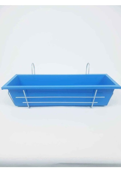 Askılı Çiçek Saksı Balkonluk Metal Mavi