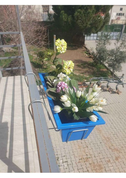 Askılı Çiçek Saksı Balkonluk Metal Mavi fırsatları