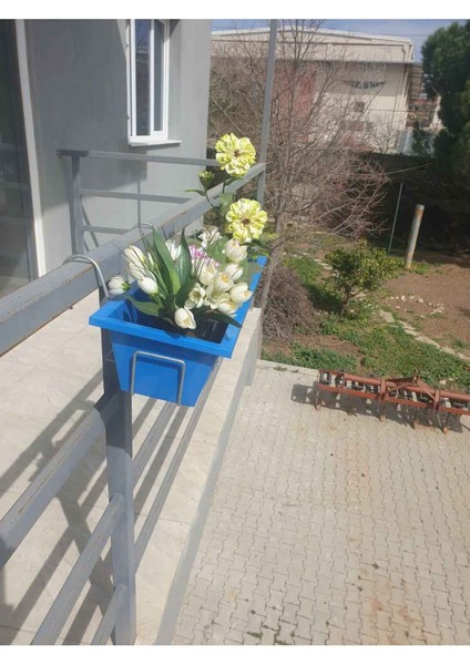 Askılı Çiçek Saksı Balkonluk Metal Mavi indirimleri
