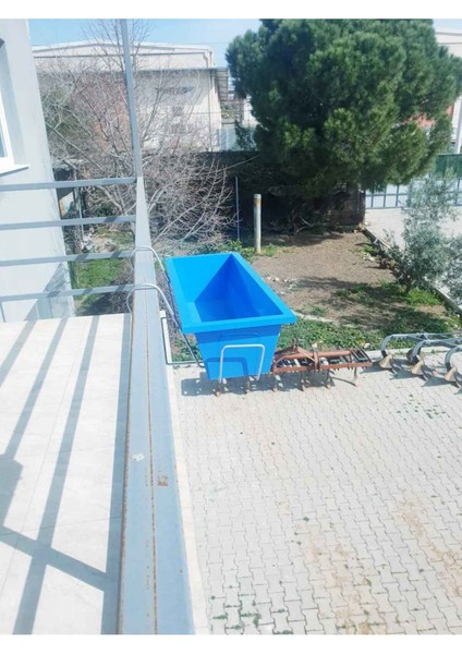 Askılı Çiçek Saksı Balkonluk Metal Mavi