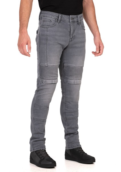 Iron Shield Flexi Grey Korumalı Motosiklet Kot Pantolonu Erkek