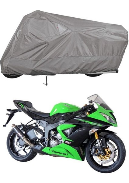 | Kawsaki Ninja Zx-6-R Bağlantı Tokalı Uyumlu Solarblock Prime Uyumlu Motosiklet Brandası | Su Geçirmez, %99 UV, Yansıtıcı Gümüş Üst, 360° Lastikli, Taşıma Çantalı