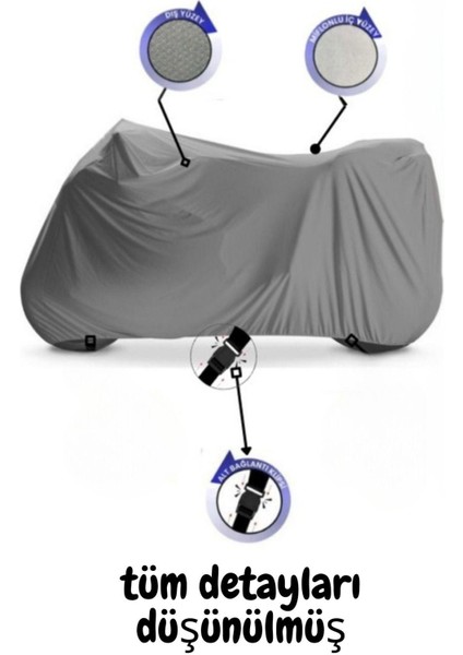 | Rmg Moto Gusto Diva 50 Arka Çanta (Bağlantı Tokalı) Uyumlu Solarblock Uyumlu Motosiklet Brandası | Su Geçirmez, %99 UV, Yansıtıcı Gümüş Üst modelleri