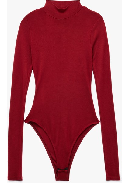 Slim Fit Uzun Kollu Dik Yaka Bodysuit